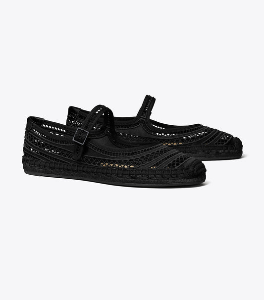Tory Burch Open Weave Mary Jane Espadrille - Perfect Black / Perfect Black