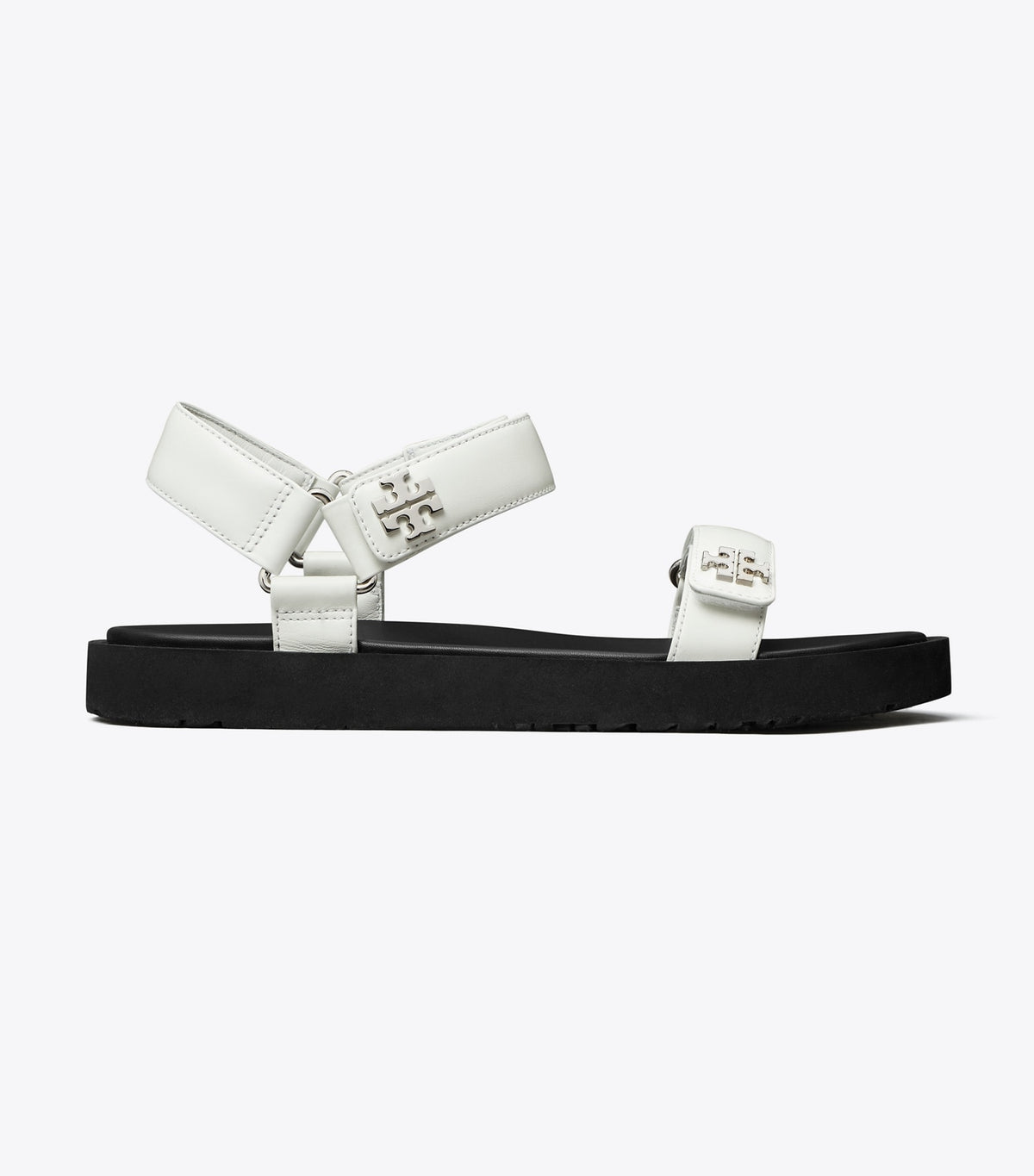 Tory Burch Kira Sport Slim Sandal - White / Perfect Black / Silver