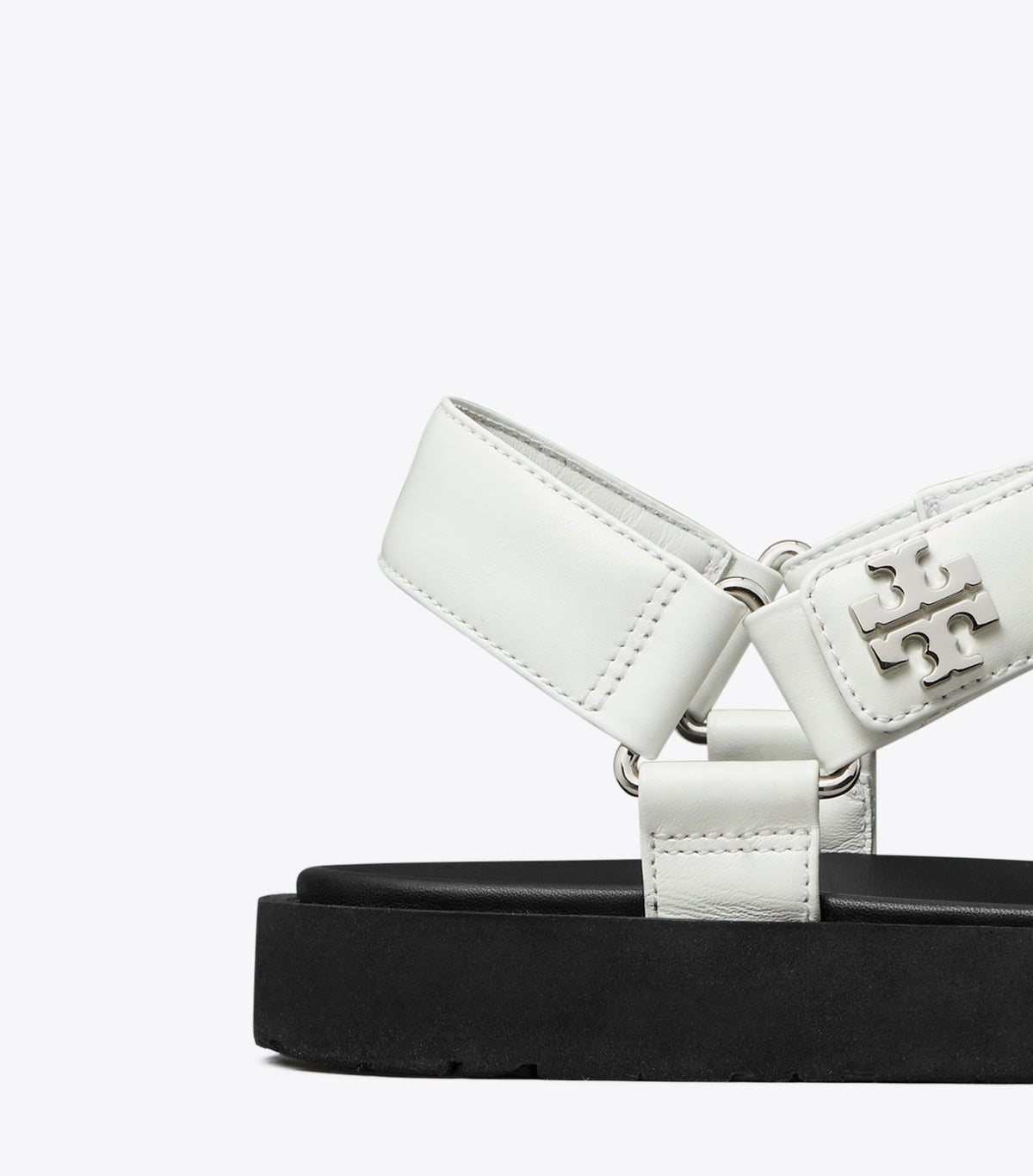 Tory Burch Kira Sport Slim Sandal - White / Perfect Black / Silver
