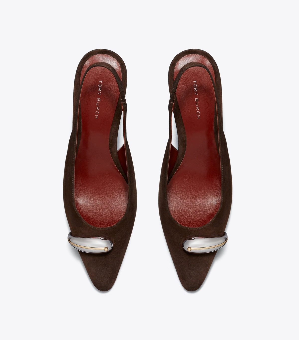 Tory Burch Pierced Slingback Heel - Dark Cocoa / Silver