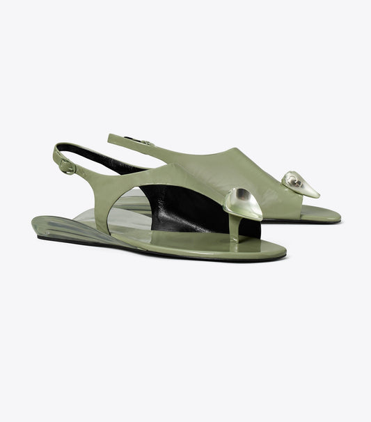 Tory Burch Patos Slingback Sandal - Light Jade / Silver