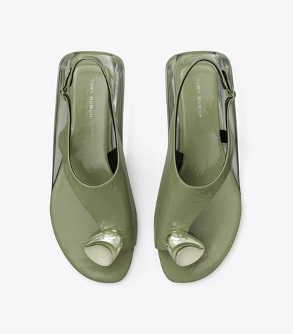 Tory Burch Patos Slingback Sandal - Light Jade / Silver