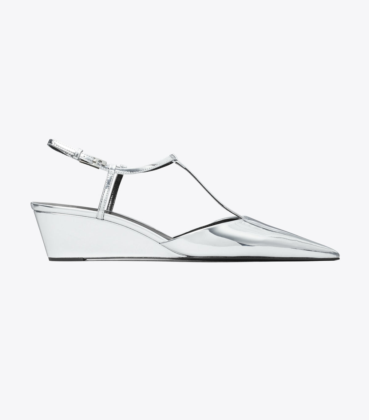 Tory Burch Gigi T-Strap Wedge - Platinum