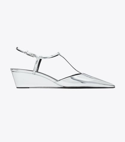 Tory Burch Gigi T-Strap Wedge - Platinum