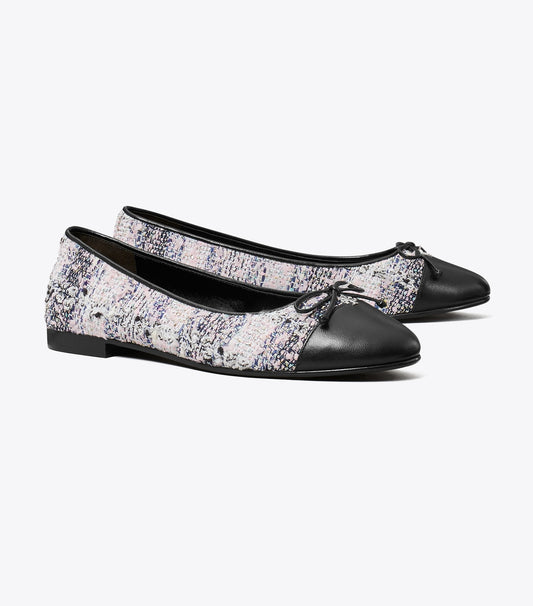 Tory Burch Cap-Toe Ballet - Pink / Black Multi / Perfect Black