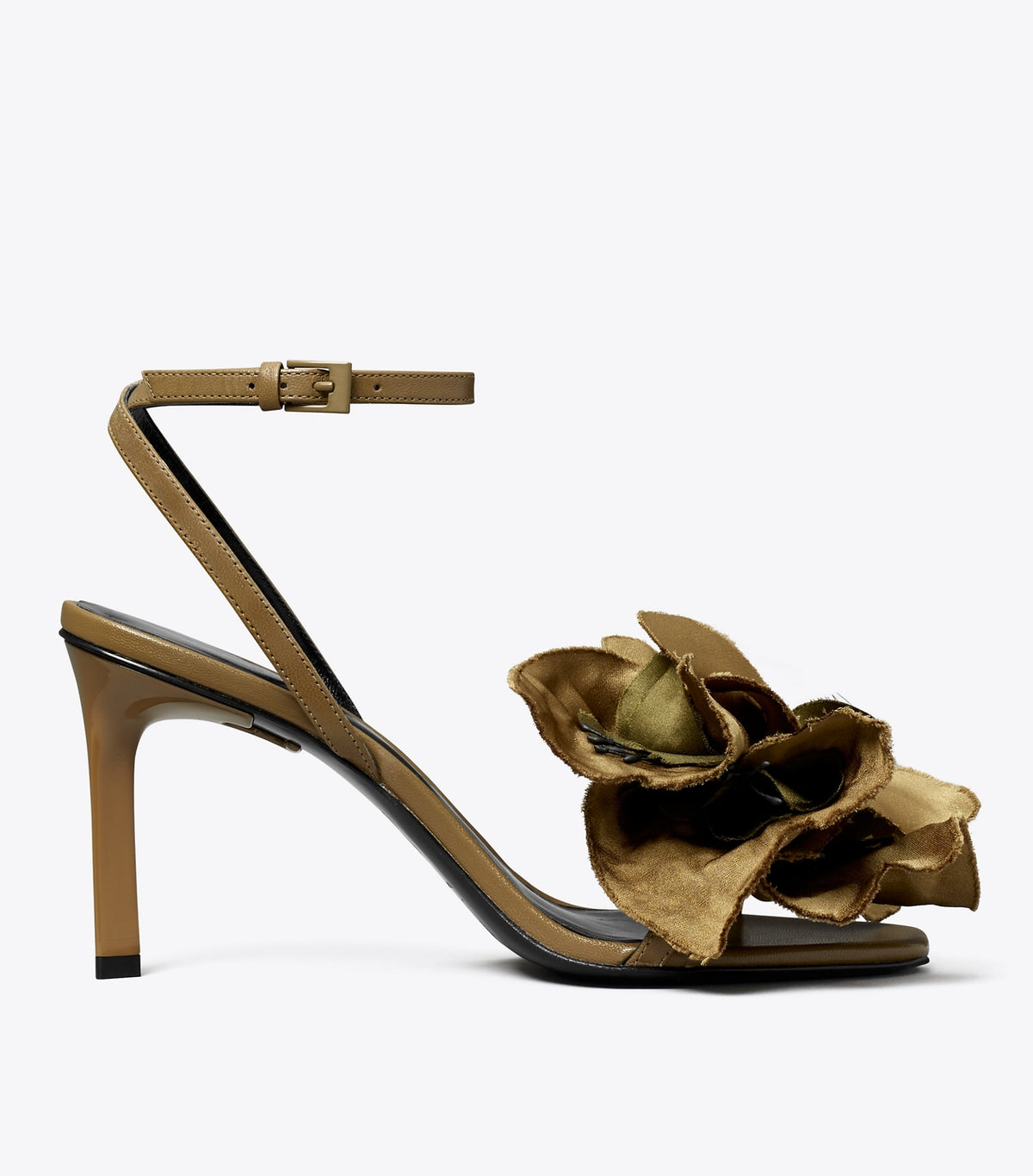 Tory Burch Flower Heeled Sandal - Olive Green