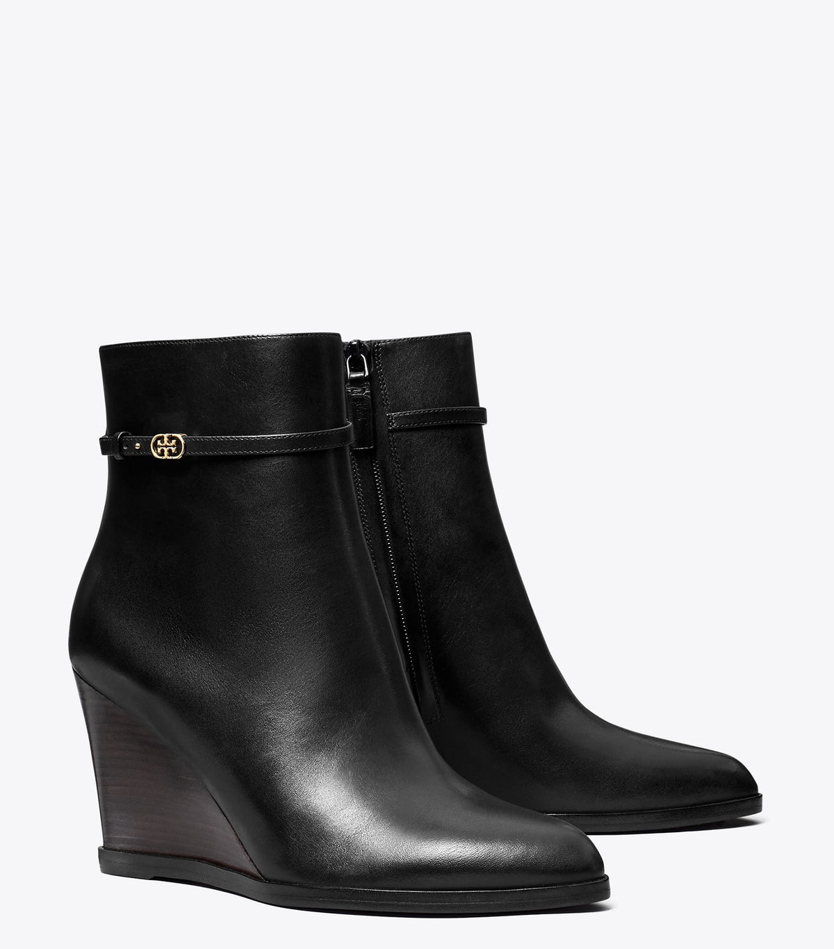 Tory Burch Double T Buckle Wedge Boot - Perfect Black