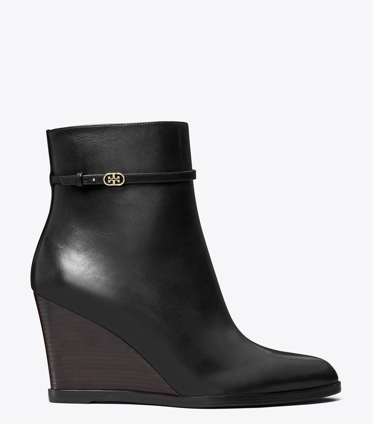 Tory Burch Double T Buckle Wedge Boot - Perfect Black