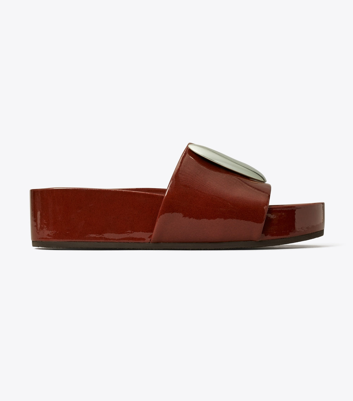 Tory Burch Patos Platform Slide - Russet Brown / Silver
