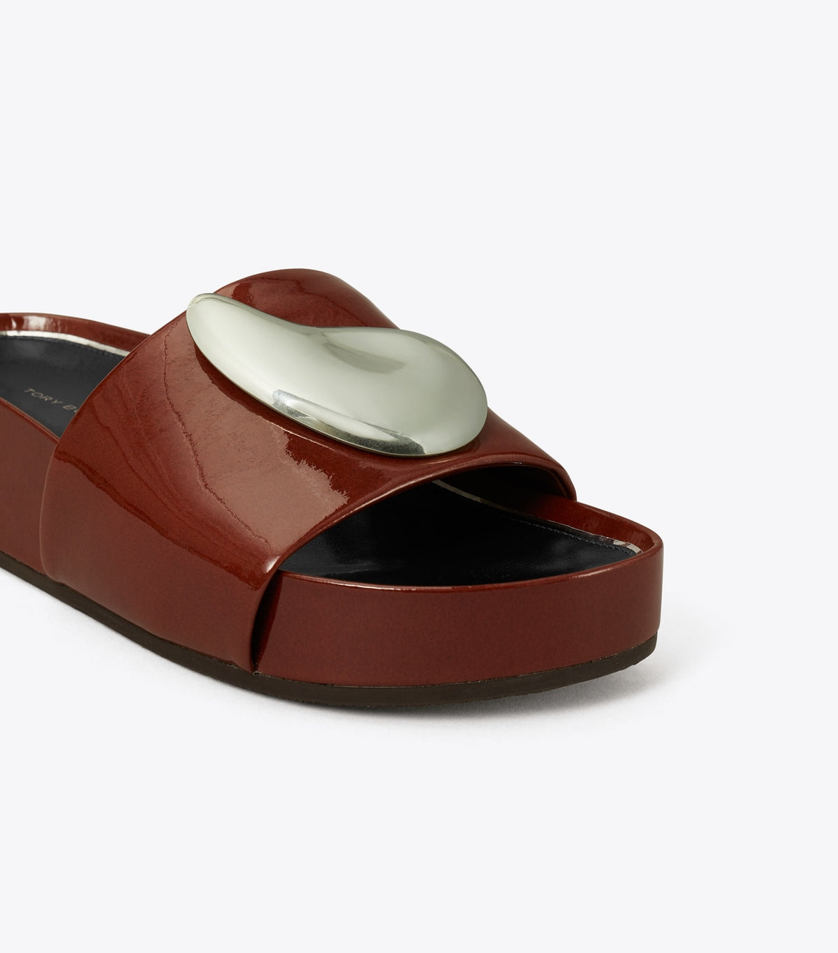 Tory Burch Patos Platform Slide - Russet Brown / Silver