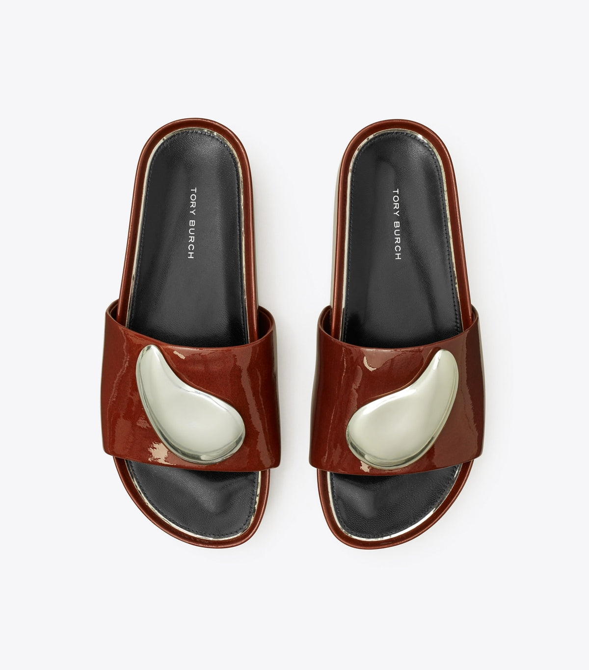 Tory Burch Patos Platform Slide - Russet Brown / Silver