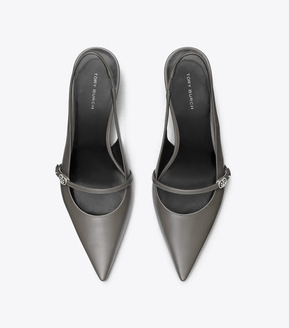 Tory Burch Double T Buckle Mary Jane Slingback - Dark Grigio / Dark Grigio