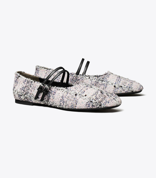 Tory Burch Mary Jane Two-Band Ballet - Pink / Black Multi