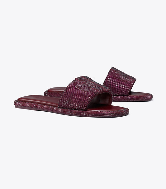 Tory Burch Pavé Double T Sport Slide - Dark Carmine / Burgundy