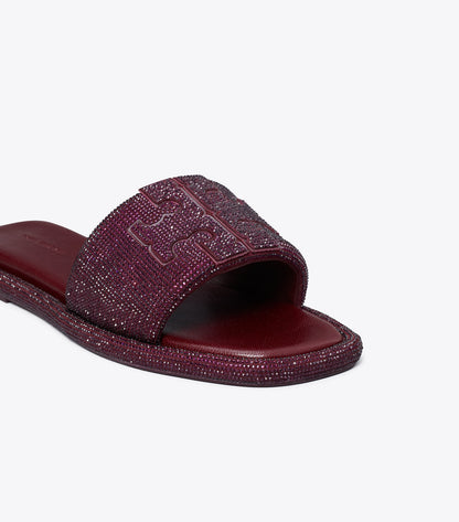 Tory Burch Pavé Double T Sport Slide - Dark Carmine / Burgundy
