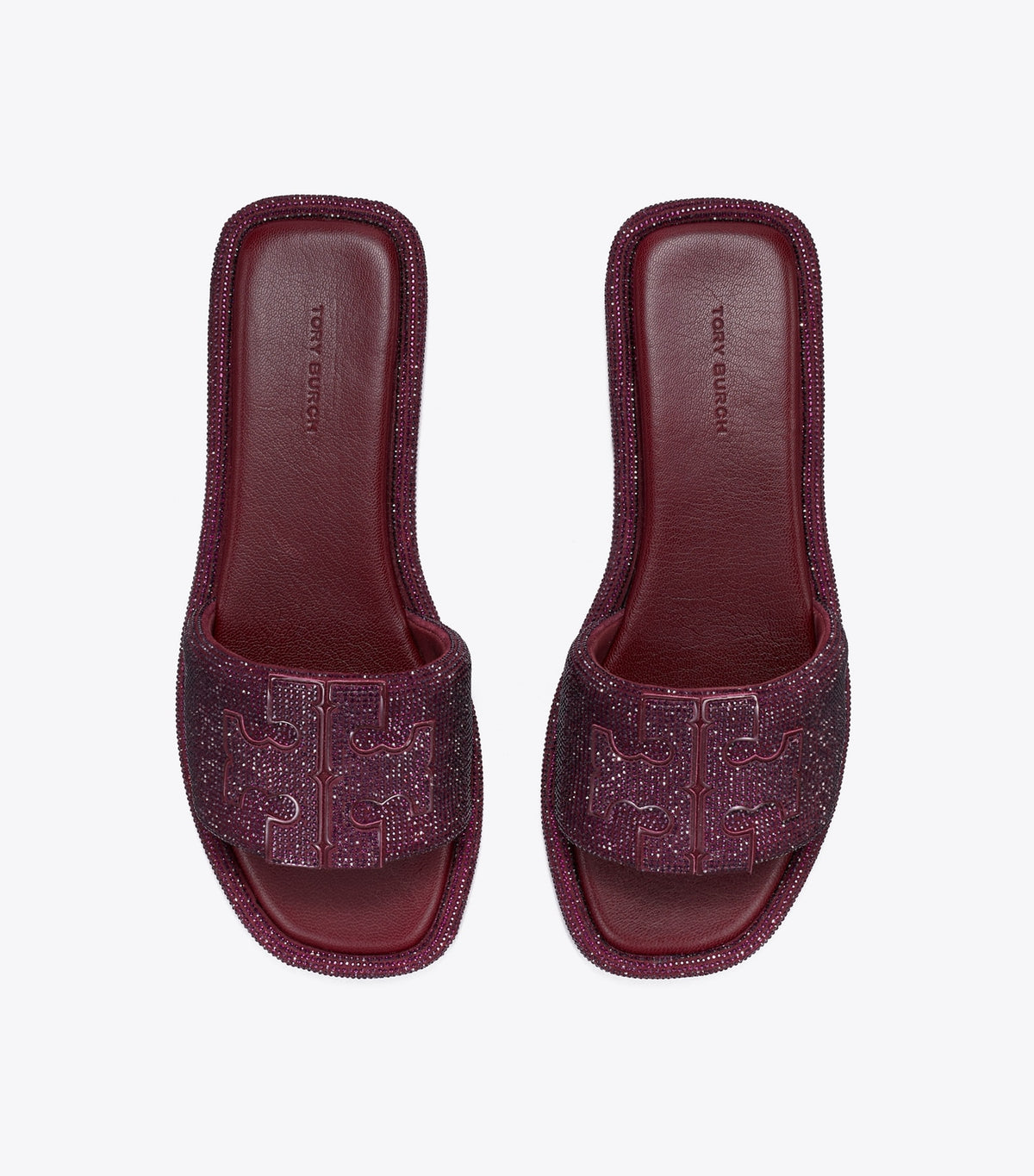 Tory Burch Pavé Double T Sport Slide - Dark Carmine / Burgundy