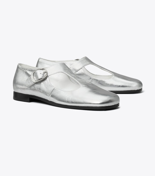Tory Burch Violet T-Strap - Silver