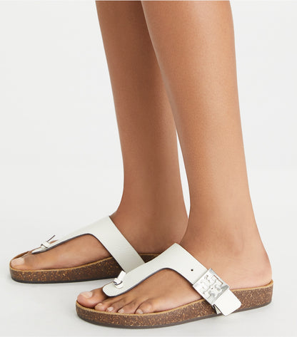 Tory Burch Mellow T-Strap Sandal - Blanc / Light Oak