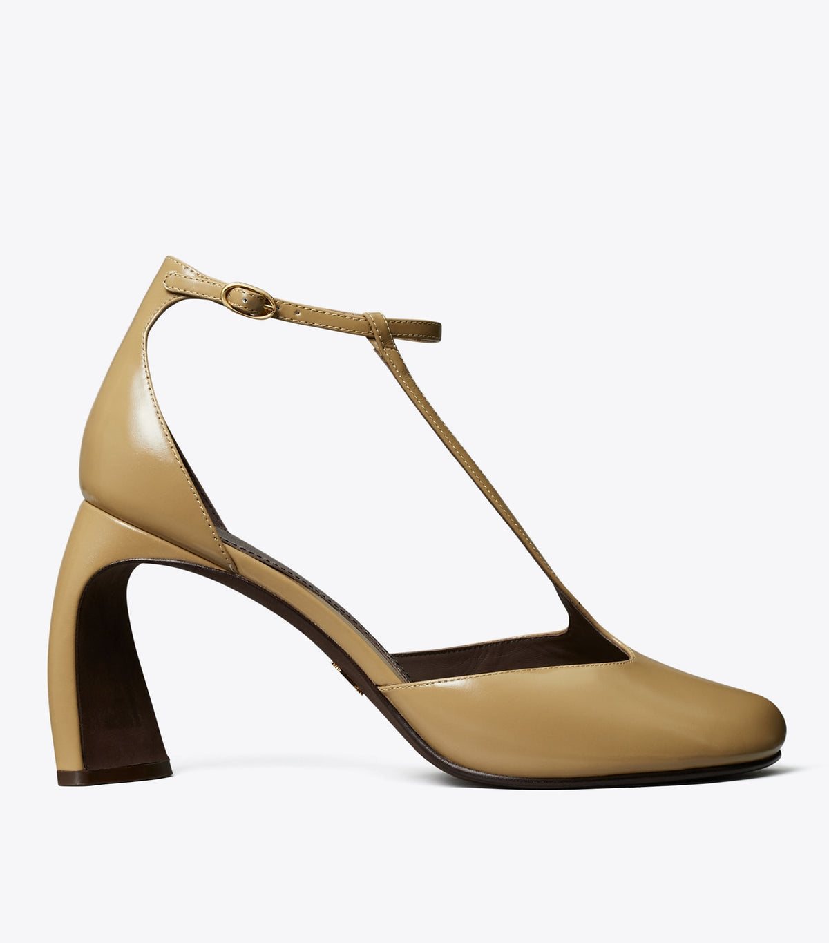 Tory Burch Peep-Toe T-Strap Heeled Sandal - Warm Nutmeg