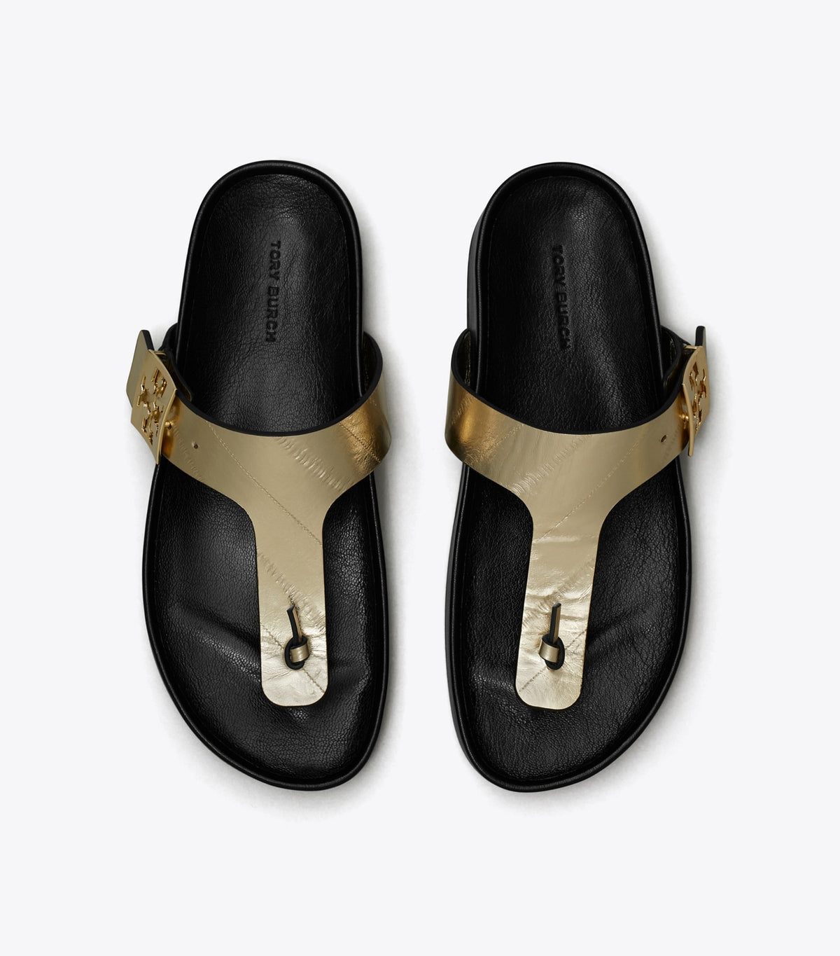 Tory Burch Mellow T-Strap Sandal - Spark Gold / Perfect Black