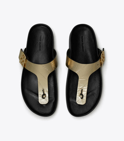 Tory Burch Mellow T-Strap Sandal - Spark Gold / Perfect Black