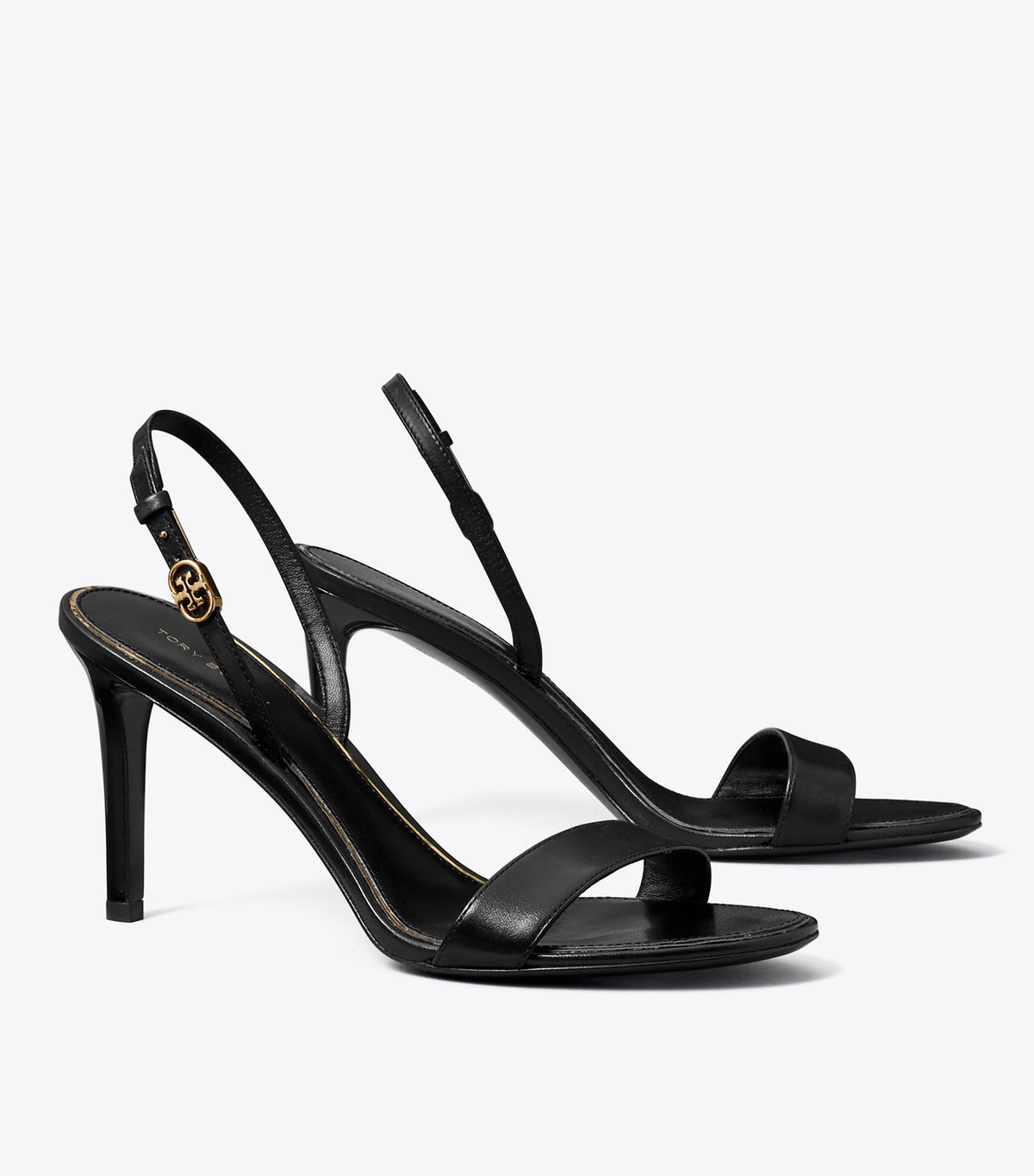 Tory Burch Double T Buckle Heeled Sandal - Perfect Black