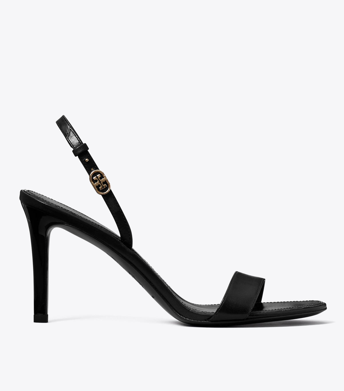 Tory Burch Double T Buckle Heeled Sandal - Perfect Black
