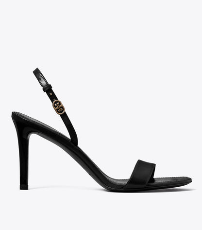 Tory Burch Double T Buckle Heeled Sandal - Perfect Black