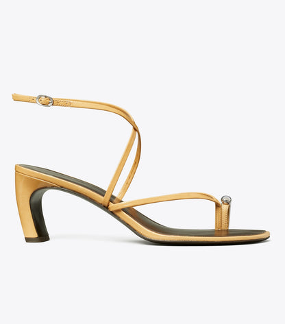 Tory Burch Pierced Multi-Strap Heeled Sandal - Cantucci / Silver
