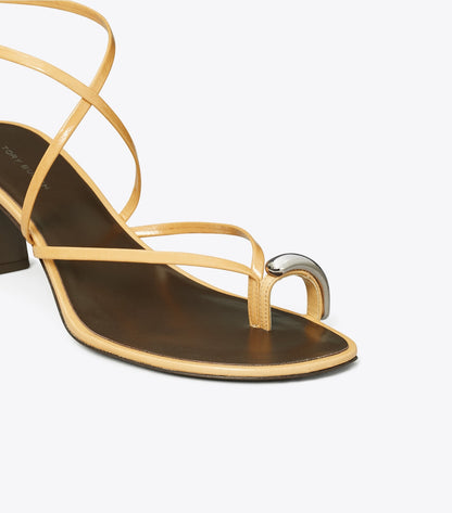Tory Burch Pierced Multi-Strap Heeled Sandal - Cantucci / Silver