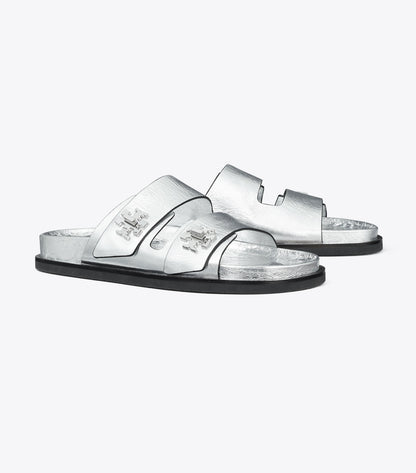 Tory Burch T Lock Sport Slide - Silver