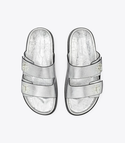 Tory Burch T Lock Sport Slide - Silver