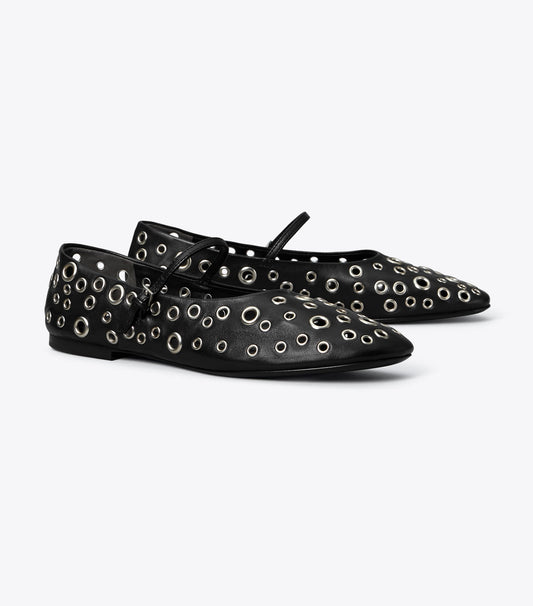 Tory Burch Eyelet Mary Jane Ballet - Perfect Black