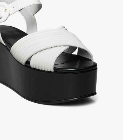 Tory Burch Bombe Cross-Strap Platform Sandal - Cloud / Perfect Black