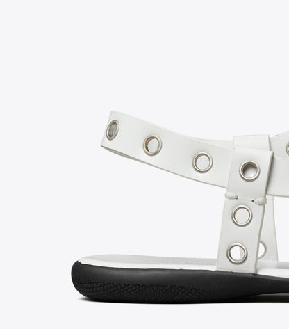 Tory Burch Eyelet Toe Ring Sandal - Cloud / Silver