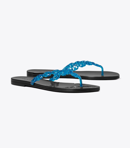 Tory Burch Gemini Link Jelly Flip-Flop - Deep Blue / Perfect Black
