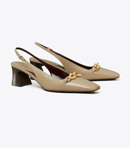 Tory Burch Jessa Heeled Slingback - Ecru