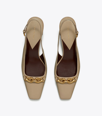 Tory Burch Jessa Heeled Slingback - Ecru