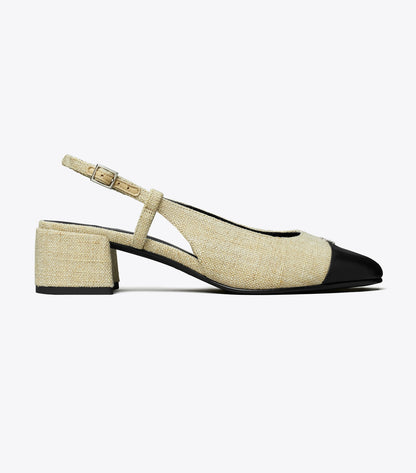 Tory Burch Cap-Toe Slingback - Wild Wheat / Perfect Black