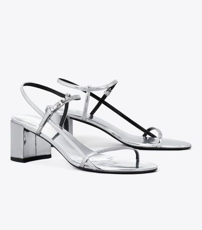 Tory Burch Gigi Heeled Sandal - Silver