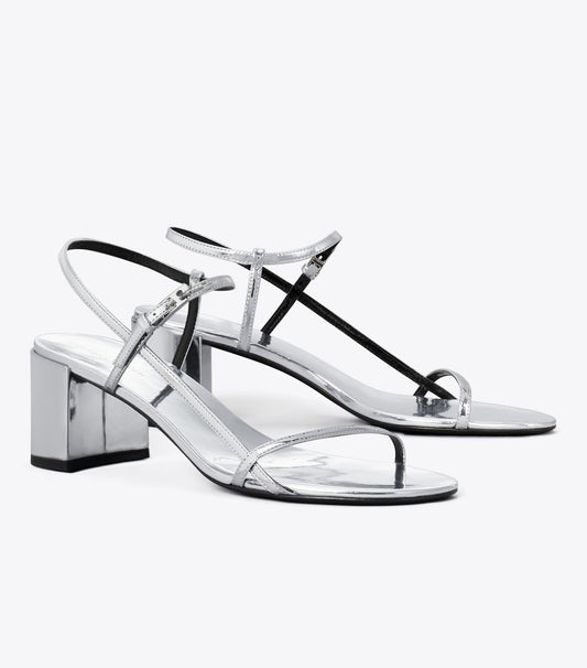 Tory Burch Gigi Heeled Sandal - Silver