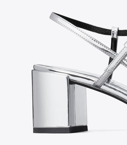 Tory Burch Gigi Heeled Sandal - Silver