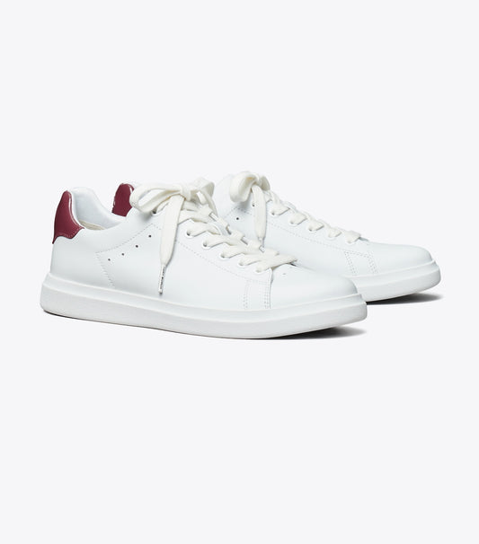Tory Burch Howell Court Sneaker - Titanium White / Vintage Eggplant