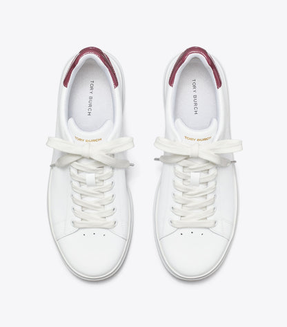 Tory Burch Howell Court Sneaker - Titanium White / Vintage Eggplant