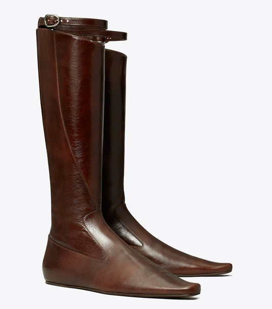 Tory Burch Twisted Riding Boot - Bark Brown