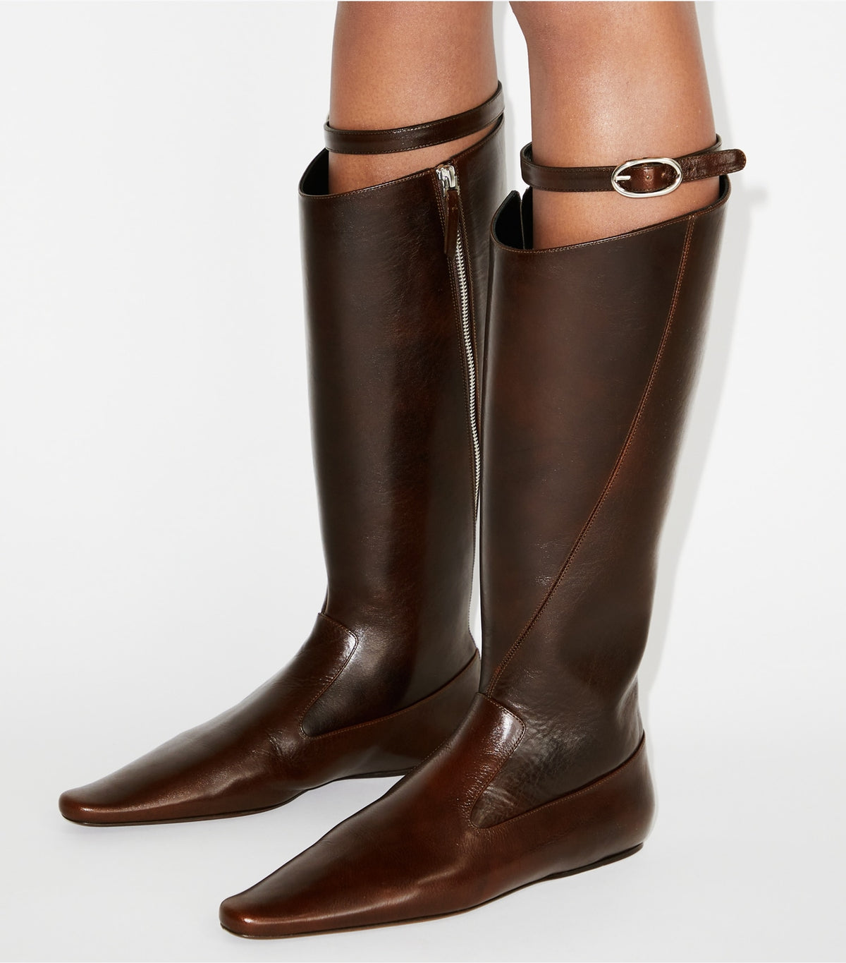 Tory Burch Twisted Riding Boot - Bark Brown