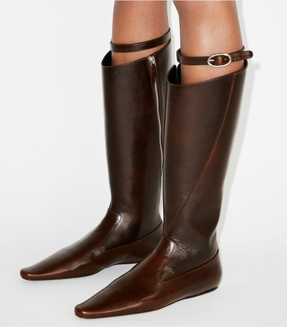 Tory Burch Twisted Riding Boot - Bark Brown