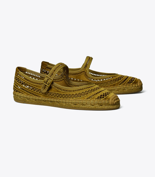 Tory Burch Open Weave Mary Jane Espadrille - Olive Twig