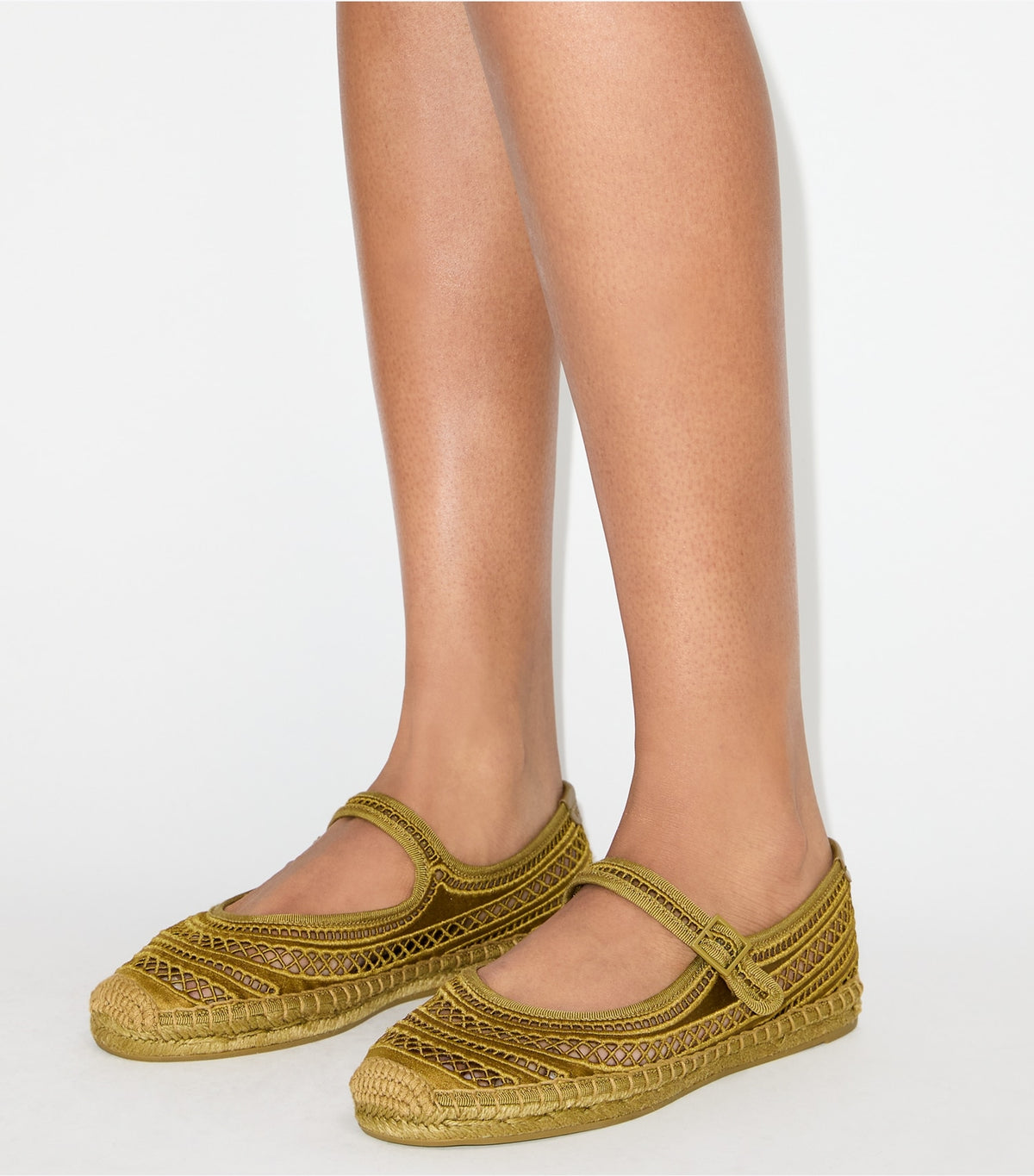 Tory Burch Open Weave Mary Jane Espadrille - Olive Twig