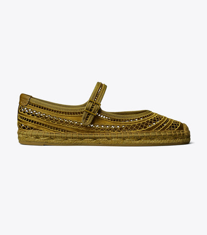 Tory Burch Open Weave Mary Jane Espadrille - Olive Twig